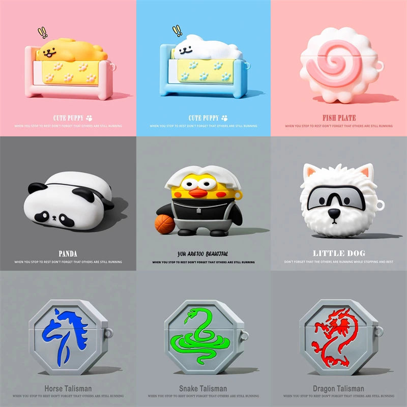 3D Cartoon For Apple AirPods Cover Silicone Wireless Bluetooth Headphone Soft Protective Case