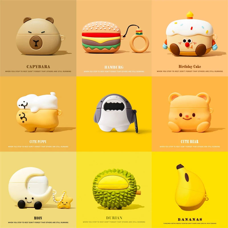 3D Cartoon For Apple AirPods Cover Silicone Wireless Bluetooth Headphone Soft Protective Case